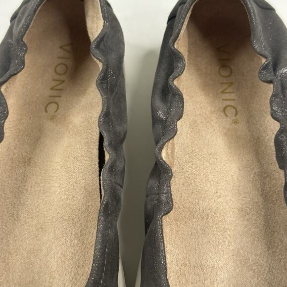 Vionic Uptown Ballet Womens Silver Leather Slip On Ballet Flats Size 7 New $130 - Picture 7 of 9